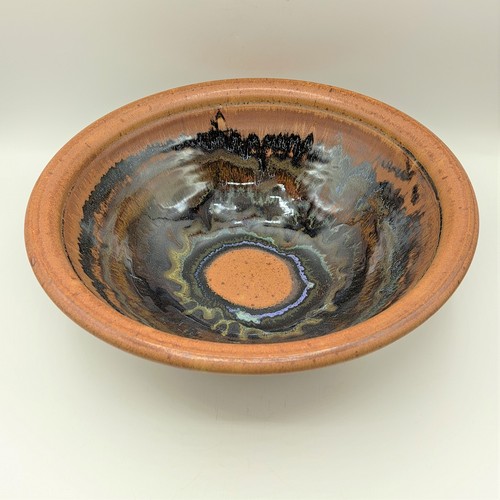 #230130 Bowl Brn/Blue Swirl 11x4 $28 at Hunter Wolff Gallery